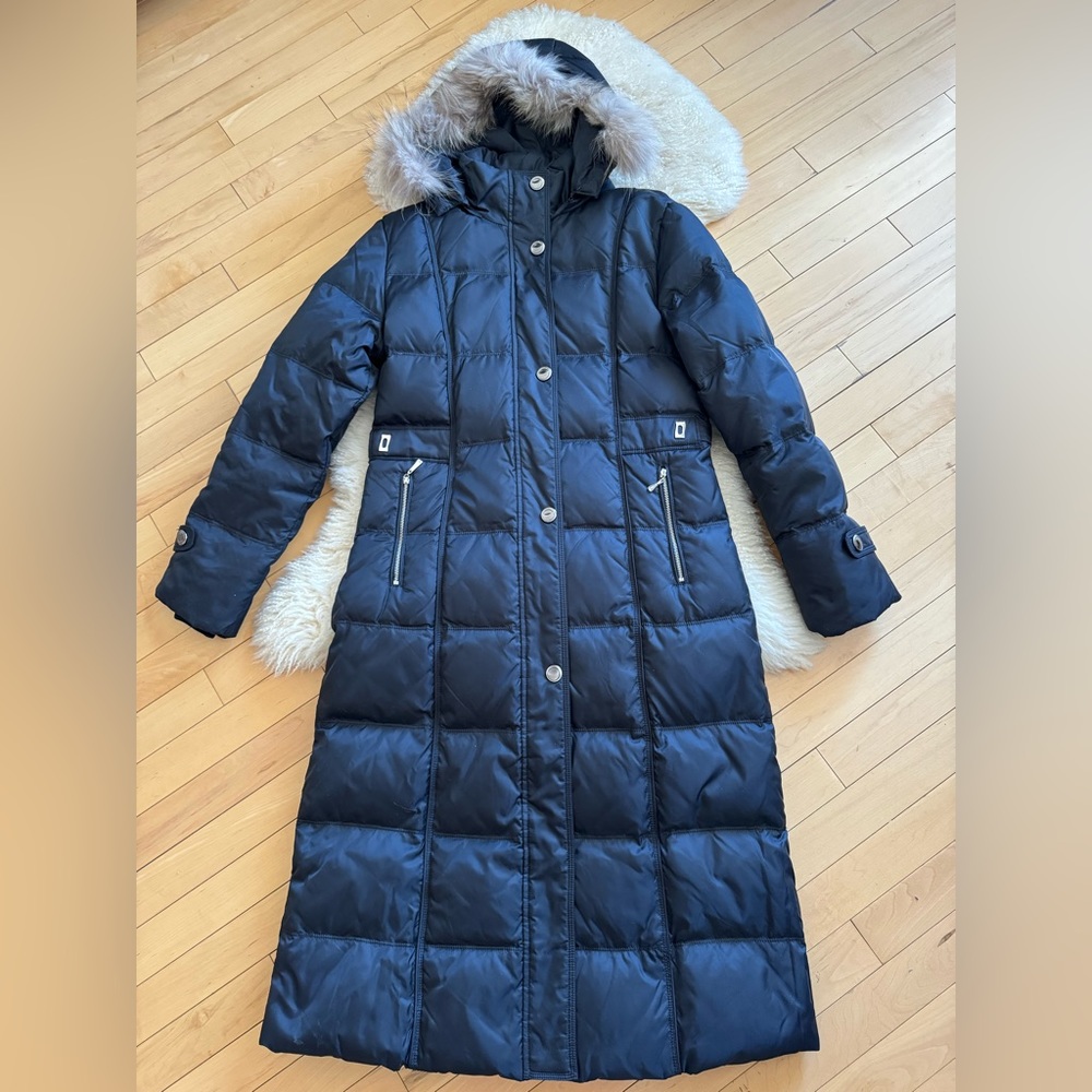 Ya Ya Down Quilted Faux Fur Maxi Coat Size S